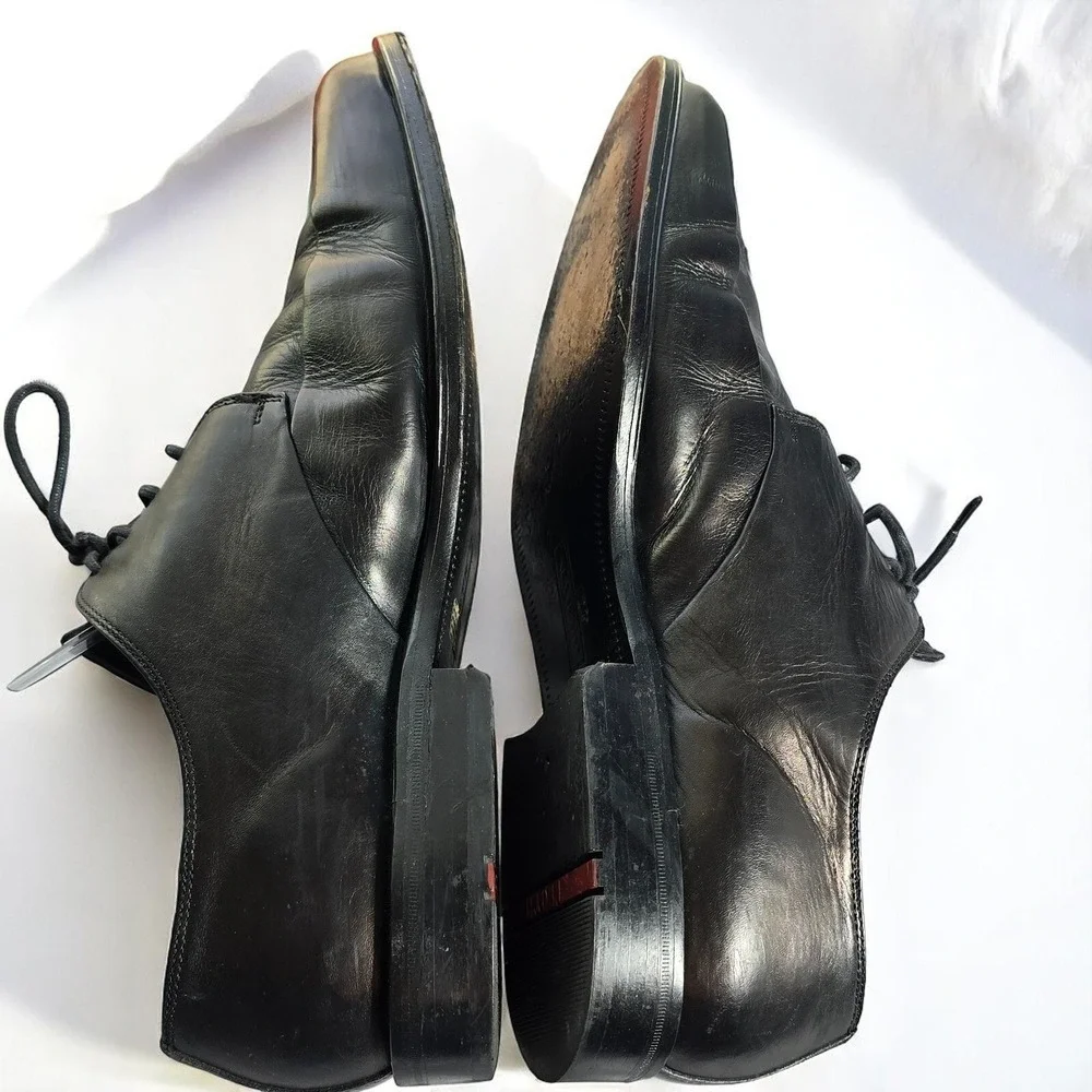 Lloyd Leather Dress Shoes‎ Men 12 Black Lace Up Oxfords Square Toe Germany Made